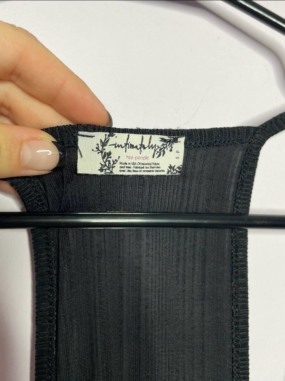 Free People Black Ribbed V-Neck Racerback Cami - Picture 3 of 4
